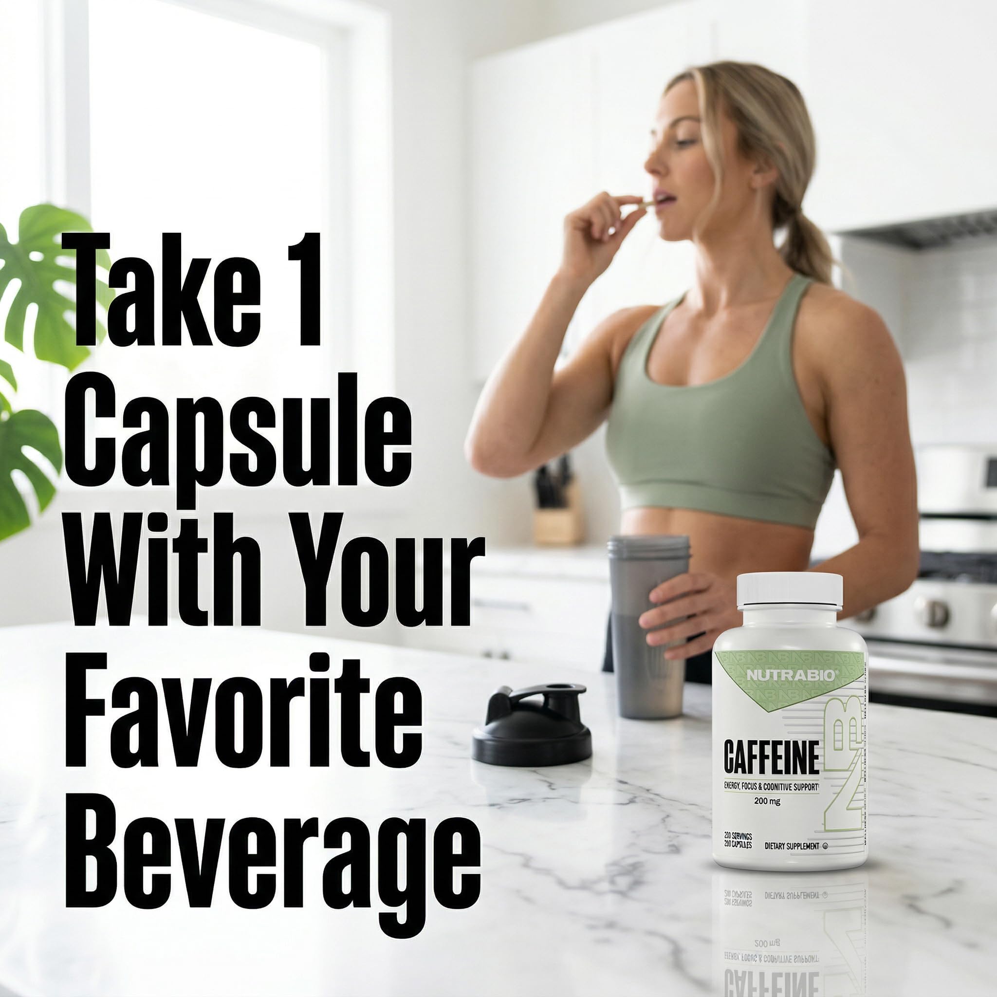 NutraBio 100% Pure Caffeine Capsules (250 Capsules) - Image 6