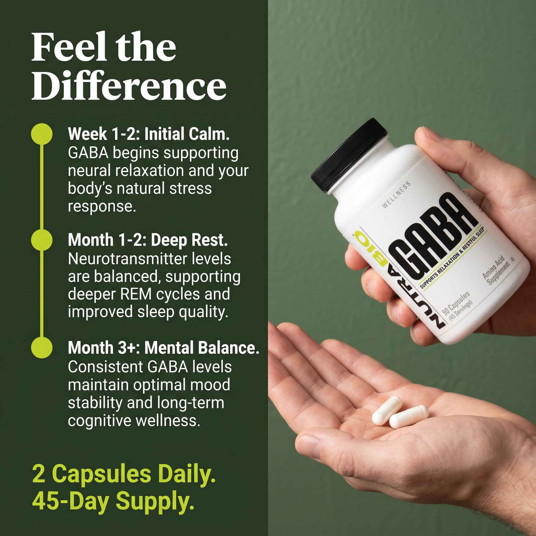 NutraBio 100% Pure GABA Supplement (Gamma-Aminobutyric Acid), 500mg - May Help with Healthy Sleep and Relaxation, 90 Capsules - Image 4