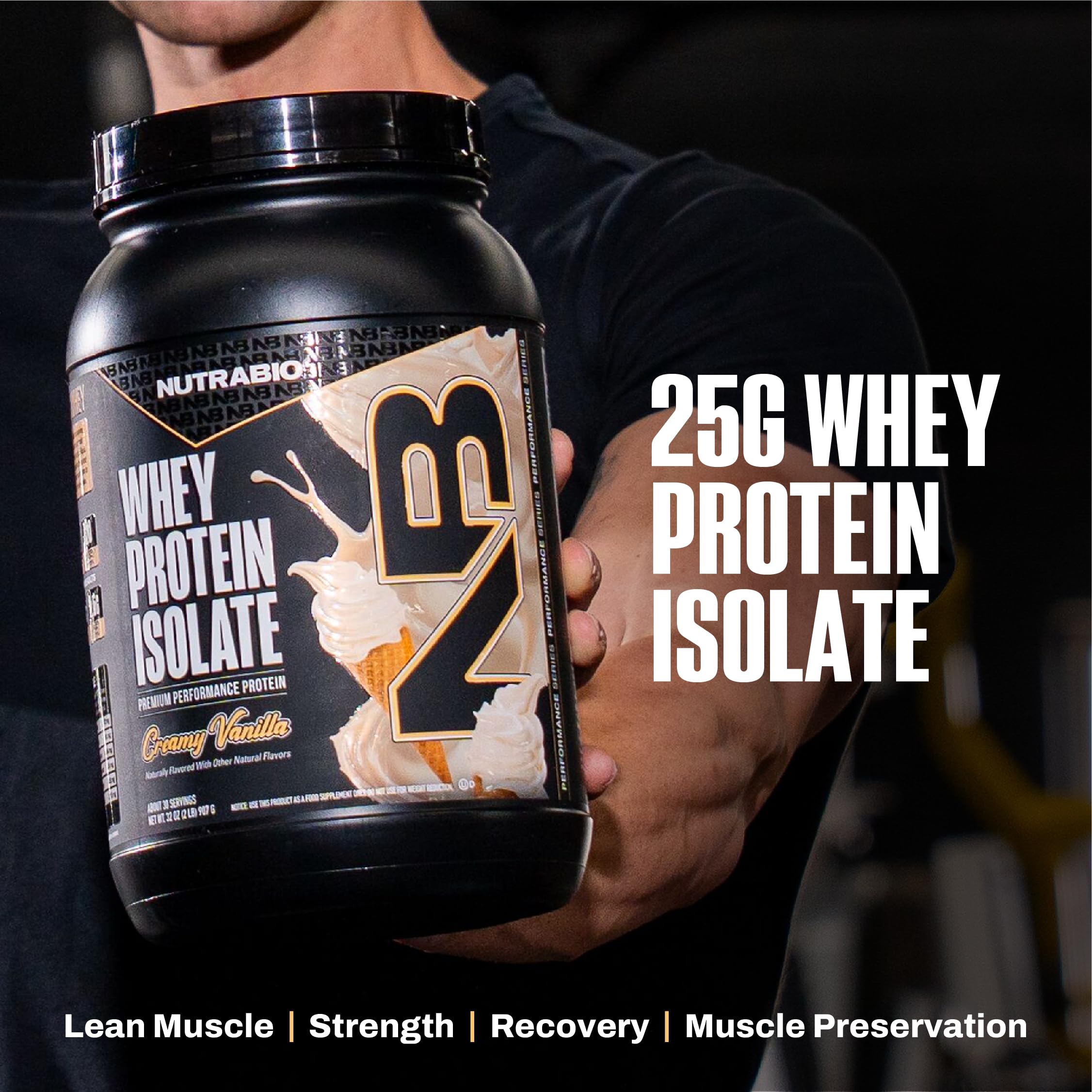 NutraBio 100% Whey Protein Isolate Protein Powder, 25g Protein with Complete Amino Acid Profile, Non-GMO, Soy & Gluten Free, Low Carb, Low Calorie Whey Protein Powder, Creamy Vanilla, 2 Lbs - Image 4
