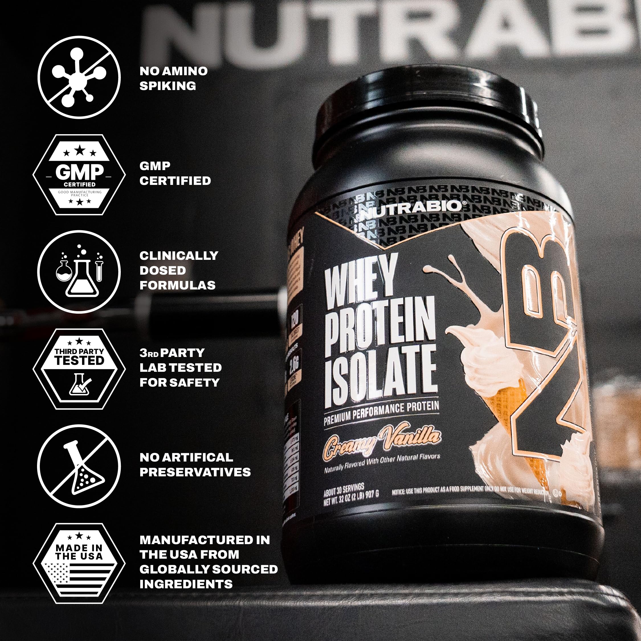 NutraBio 100% Whey Protein Isolate Protein Powder, 25g Protein with Complete Amino Acid Profile, Non-GMO, Soy & Gluten Free, Low Carb, Low Calorie Whey Protein Powder, Creamy Vanilla, 2 Lbs - Image 7