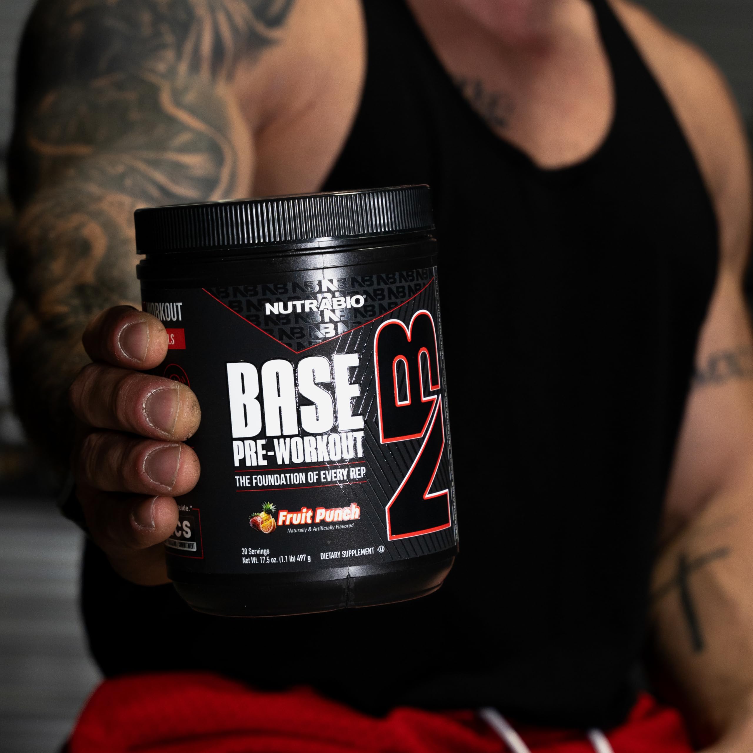 NutraBio Base Pre-Workout Powder 200mg Caffiene, Sustained Energy, Focus, Endurance, Pump, Sugar Free, Clean Preworkout for Men and Women - Beta Alanine, L-Tyrosine, 30 Servings - Fruit Punch - Image 3