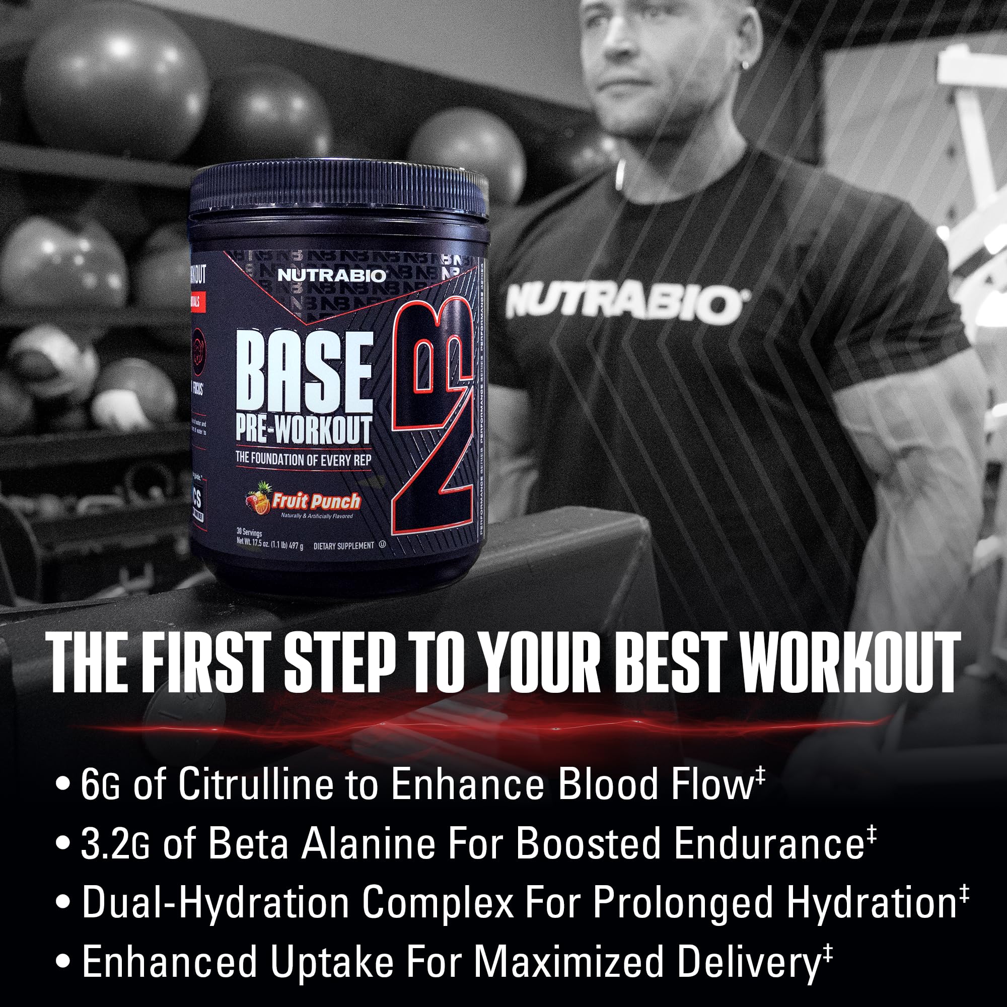 NutraBio Base Pre-Workout Powder 200mg Caffiene, Sustained Energy, Focus, Endurance, Pump, Sugar Free, Clean Preworkout for Men and Women - Beta Alanine, L-Tyrosine, 30 Servings - Fruit Punch - Image 7