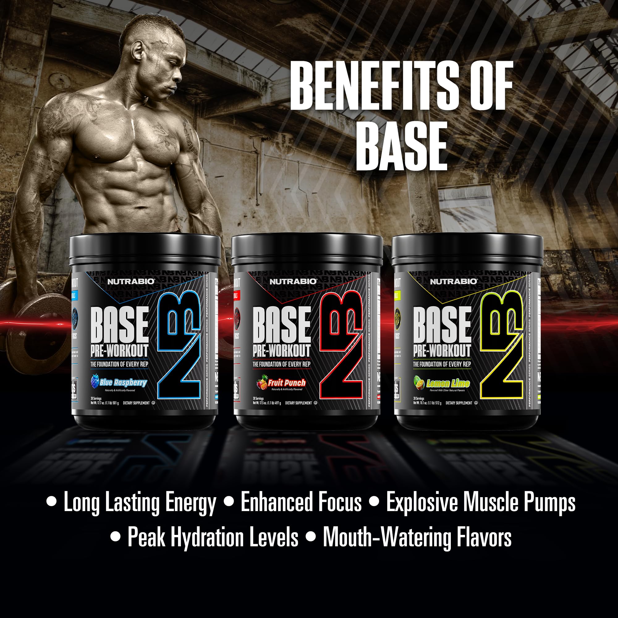 NutraBio Base Pre-Workout Powder 200mg Caffiene, Sustained Energy, Focus, Endurance, Pump, Sugar Free, Clean Preworkout for Men and Women - Beta Alanine, L-Tyrosine, 30 Servings - Fruit Punch - Image 9