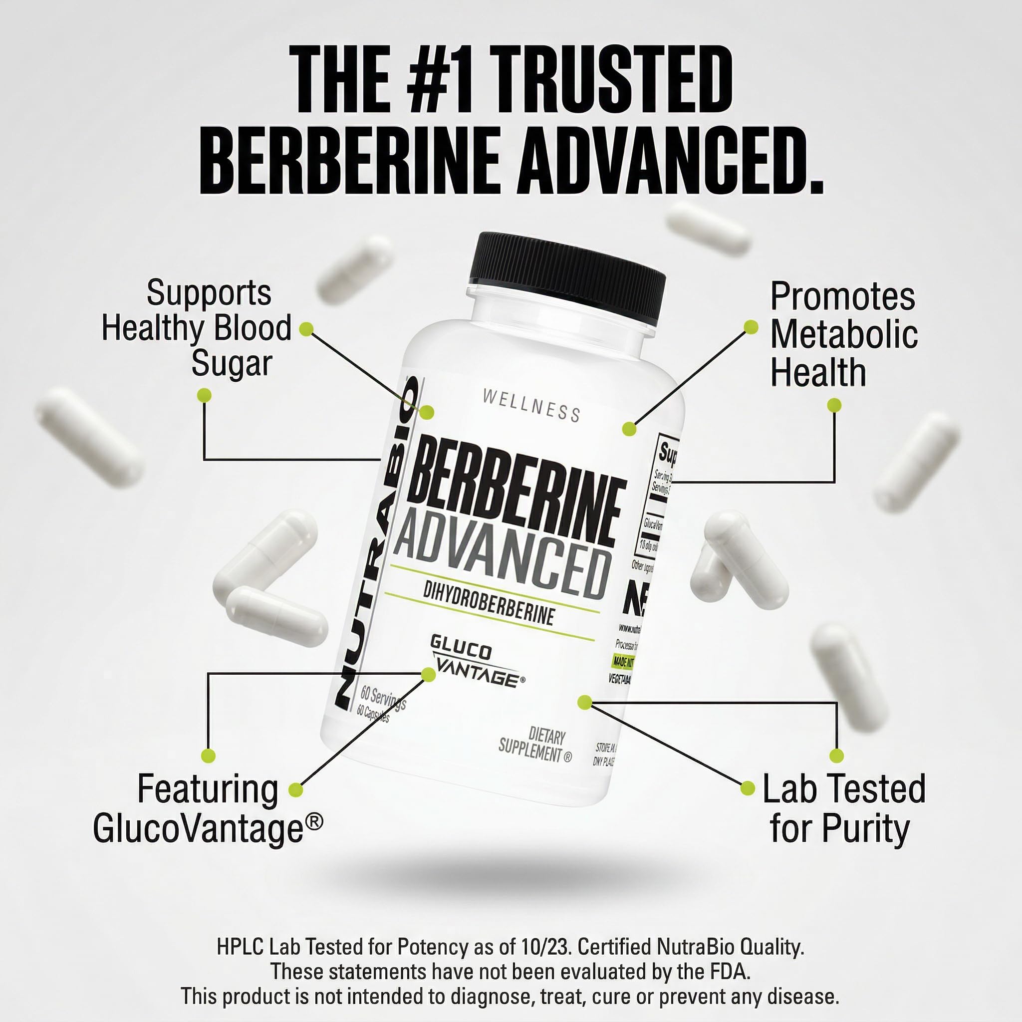 NutraBio Berberine Advanced Supplement (Dihydroberberine), 200 mg - Provides Advanced Absorption Carbohydrate Tolerance Support, 60 Caps - Image 3