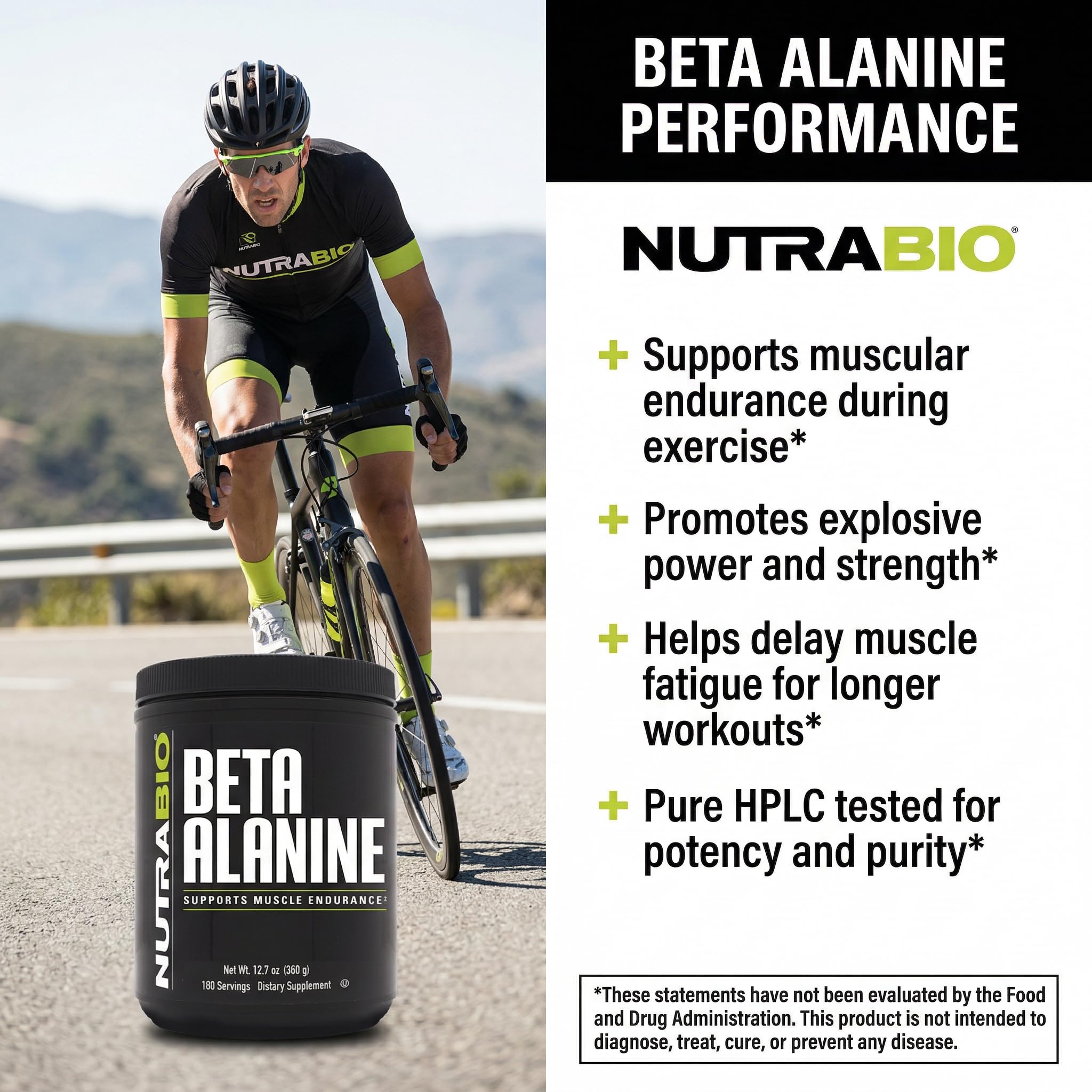 NutraBio Beta Alanine Pre-Workout Supplement - Beta Alanine Powder- 360g Powder - Image 4