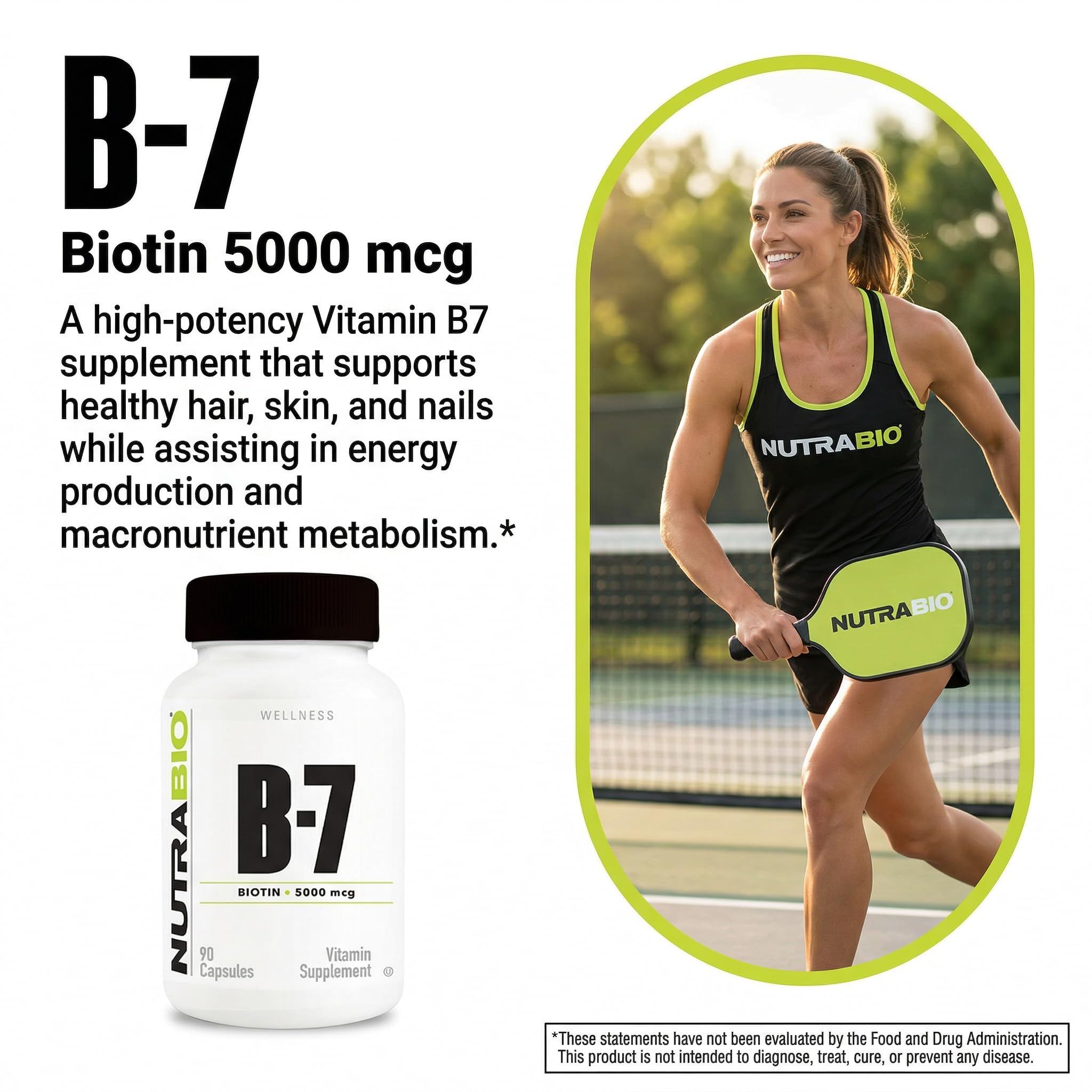 NutraBio Biotin (Vitamin B-7) Supplement, 5000mcg - May Help Promote Healthy Hair, Skin, and Nails, 90 Vegetable Capsules - Image 6