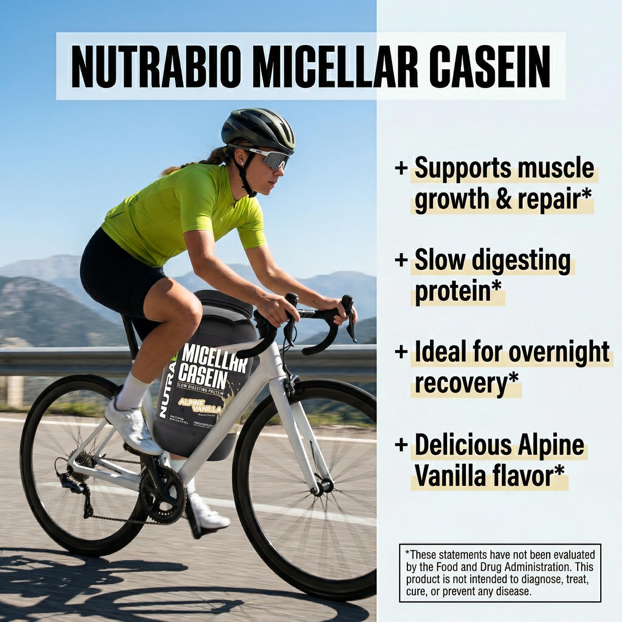 NutraBio Casein Protein Powder, Micellar Casien Powder, 25g Slow Digesting Protein, Helps Keep You Full, Overnight Muscle Recovery & Growth, BCAA & EAA, Gluten Free, Soy Free, 2lb Vanilla - Image 3