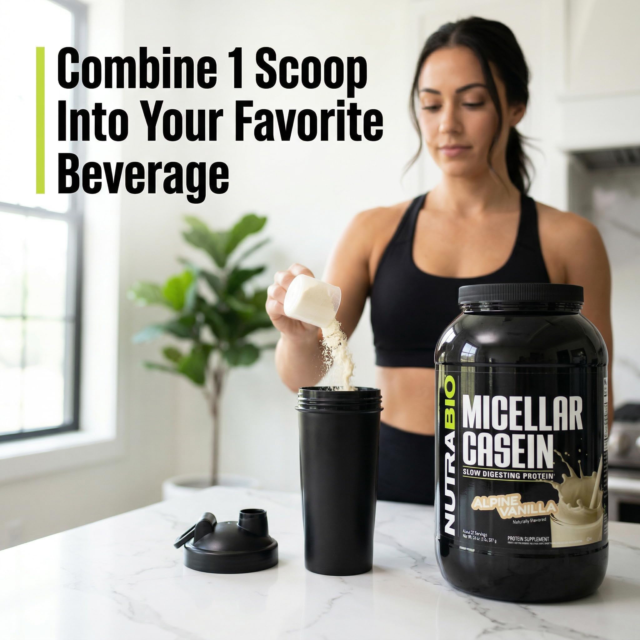 NutraBio Casein Protein Powder, Micellar Casien Powder, 25g Slow Digesting Protein, Helps Keep You Full, Overnight Muscle Recovery & Growth, BCAA & EAA, Gluten Free, Soy Free, 2lb Vanilla - Image 8