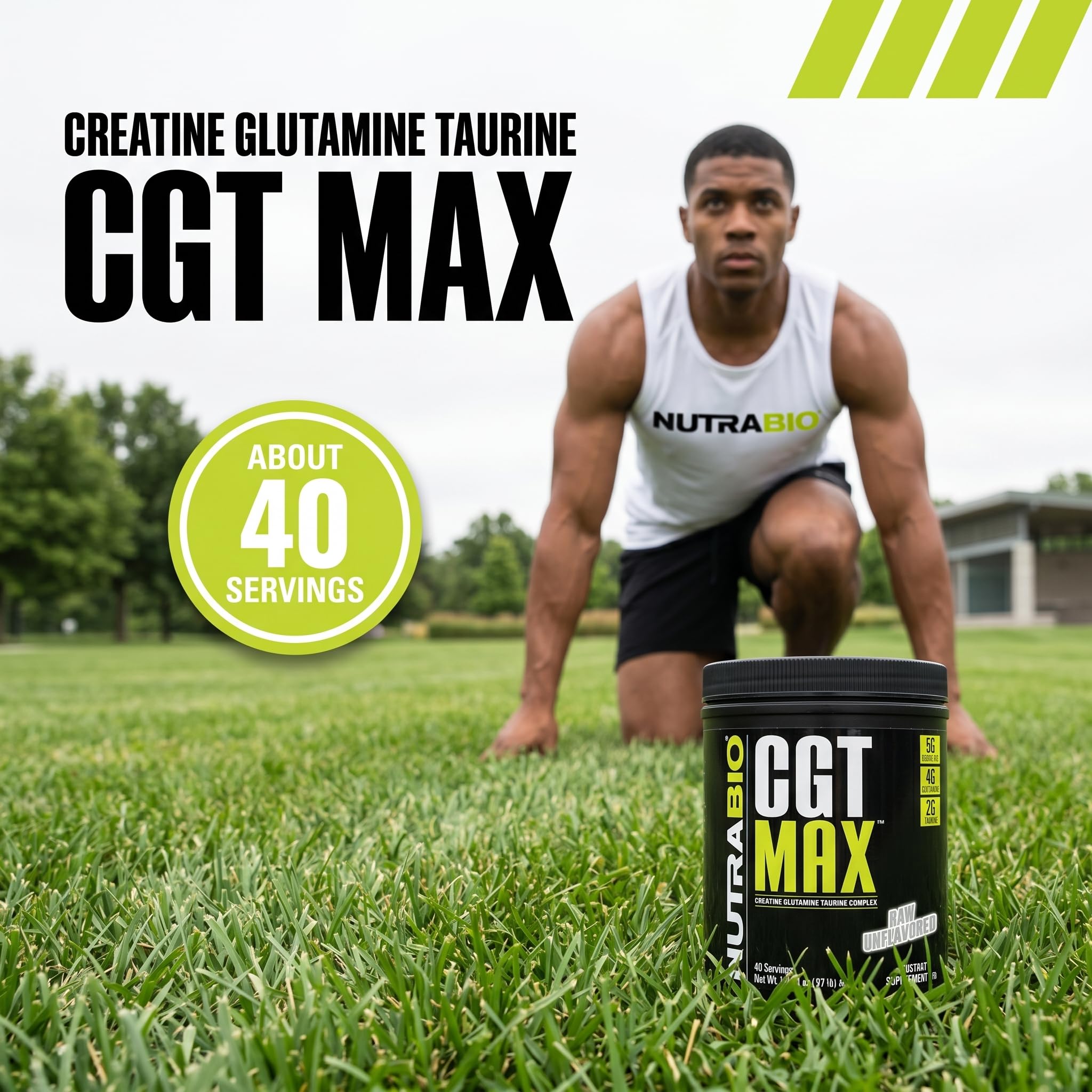 NutraBio CGT-MAX Powder- Creatine, Glutamine and Taurine to Support Muscle Recovery and Strength - 40 Servings - Unflavored - Image 5