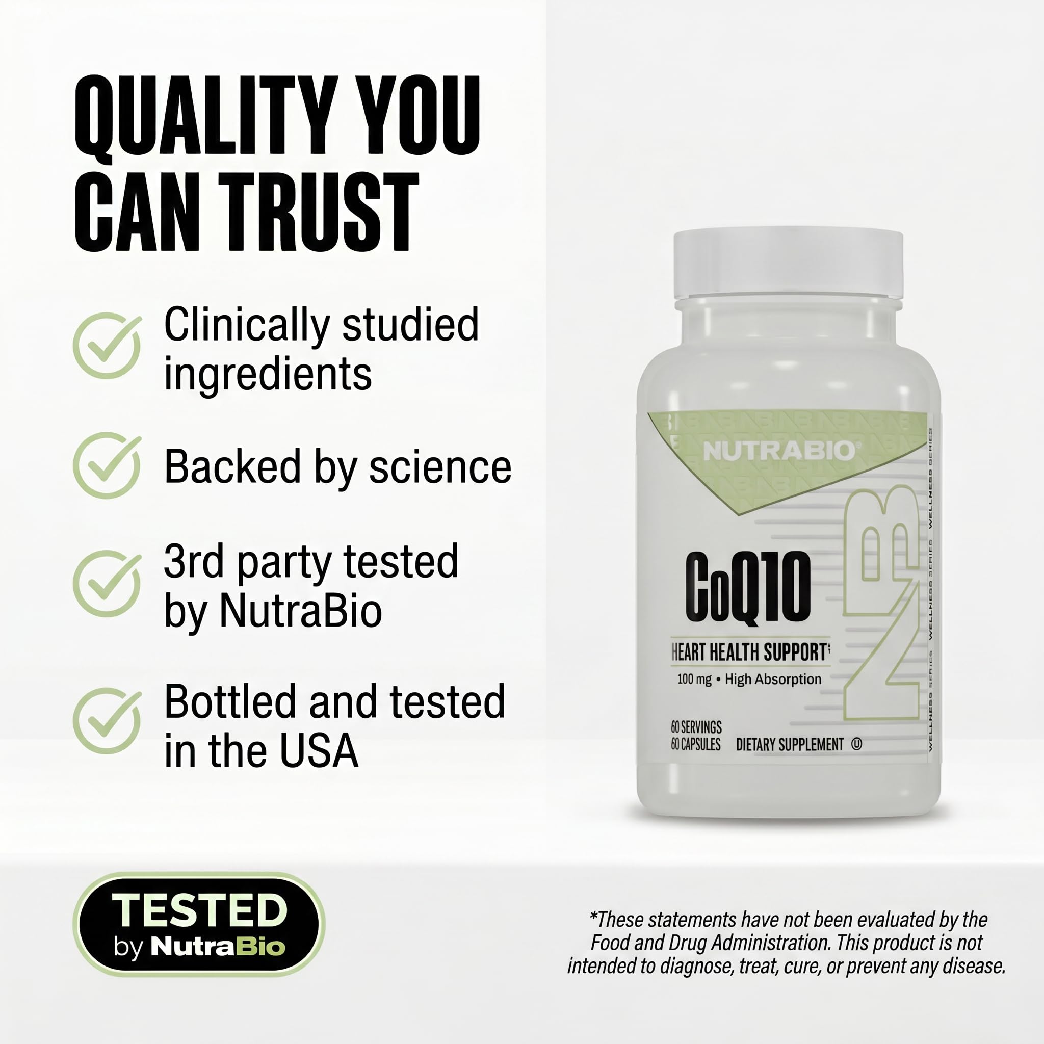 NutraBio CoQ10 Dietary Supplement, Healthy Heart Function & Cellular Energy Production, 100mg - 60 Capsules - Image 6