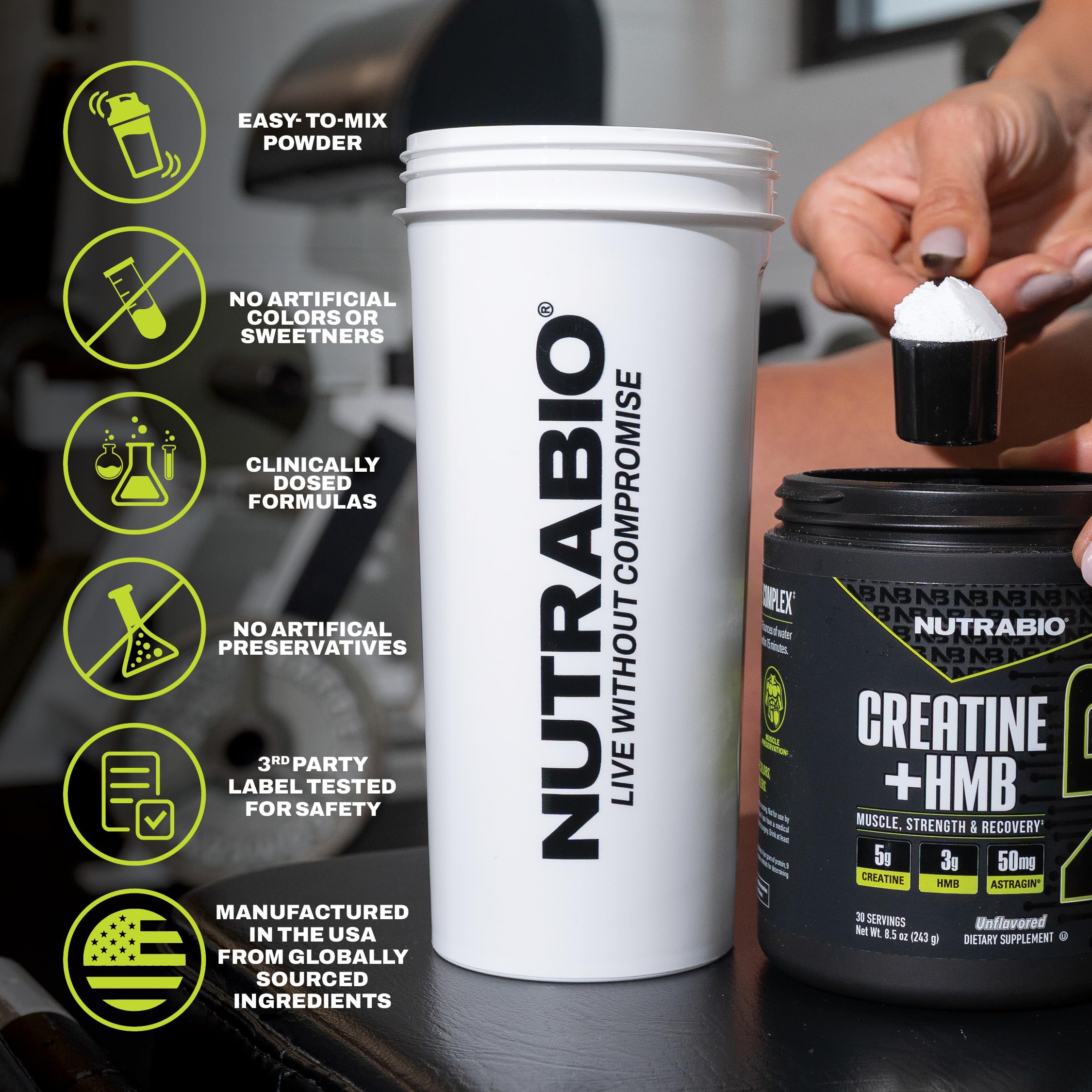 NutraBio Creatine + HMB- Creatine Monohydrate with HMB Powder for Muscle Growth, Increased Strength- 30 Servings (Unflavored) - Image 4