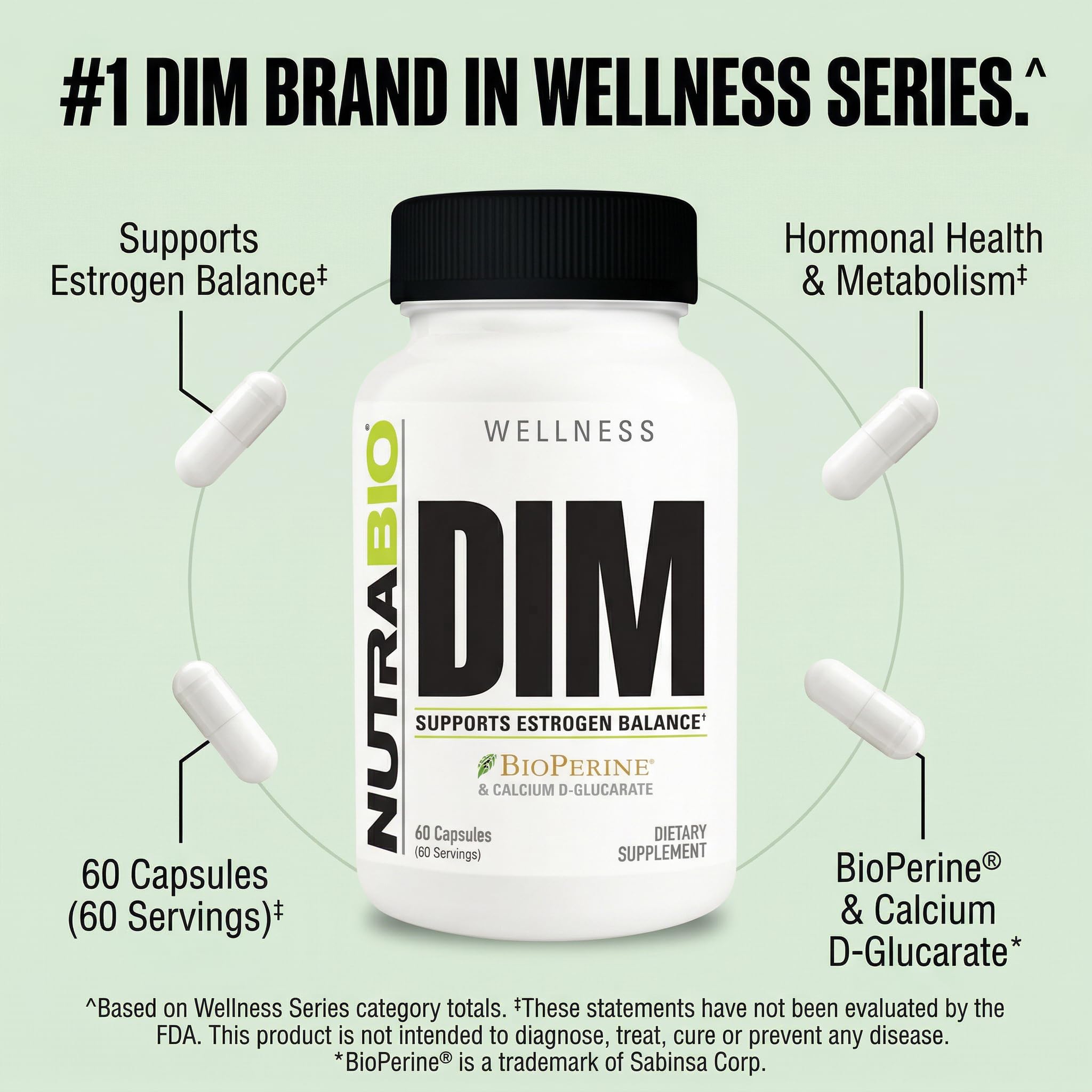 NutraBio DIM Supplement, Supports Estrogen Balance, 100mg - 60 Vegetable Capsules - Image 5