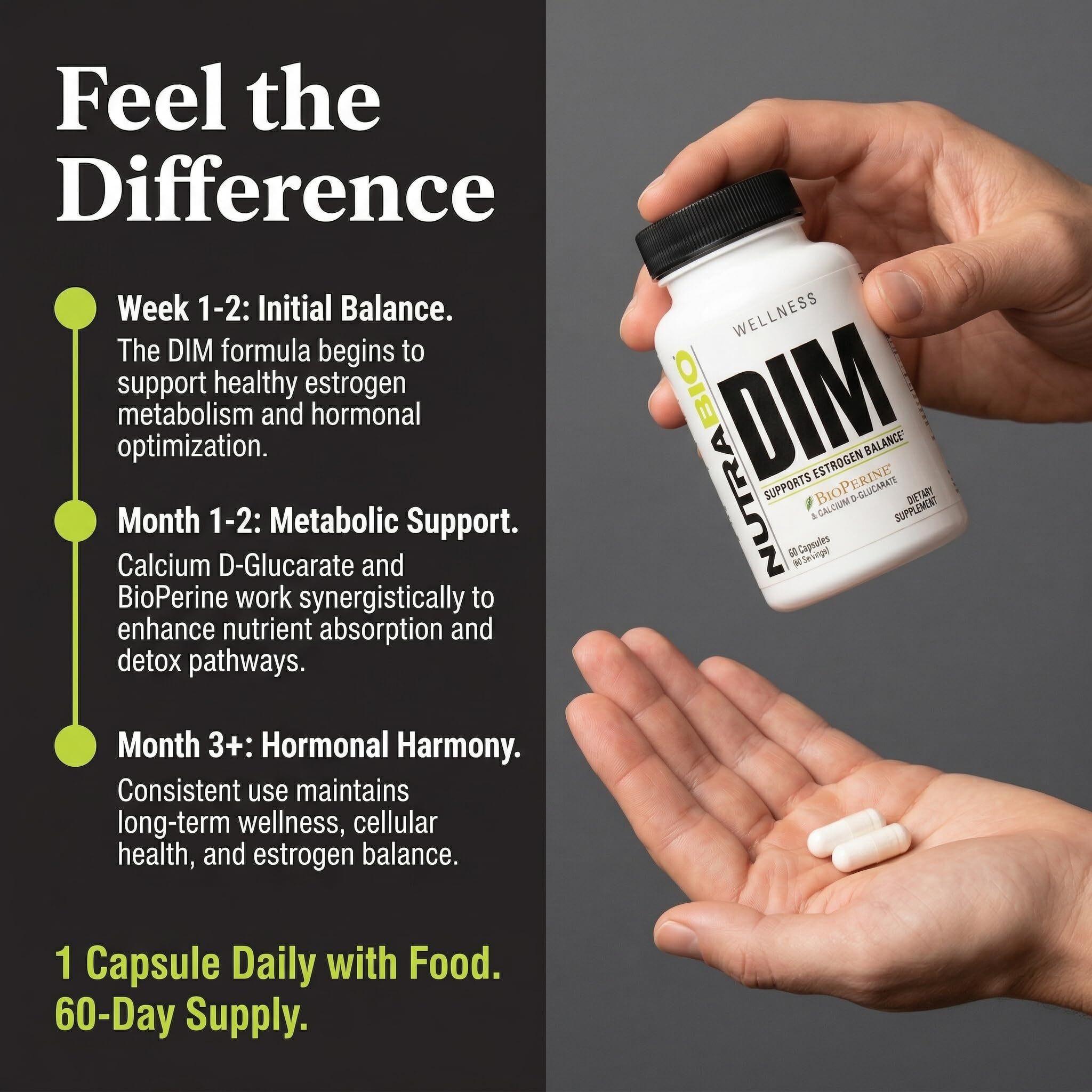 NutraBio DIM Supplement, Supports Estrogen Balance, 100mg - 60 Vegetable Capsules - Image 7