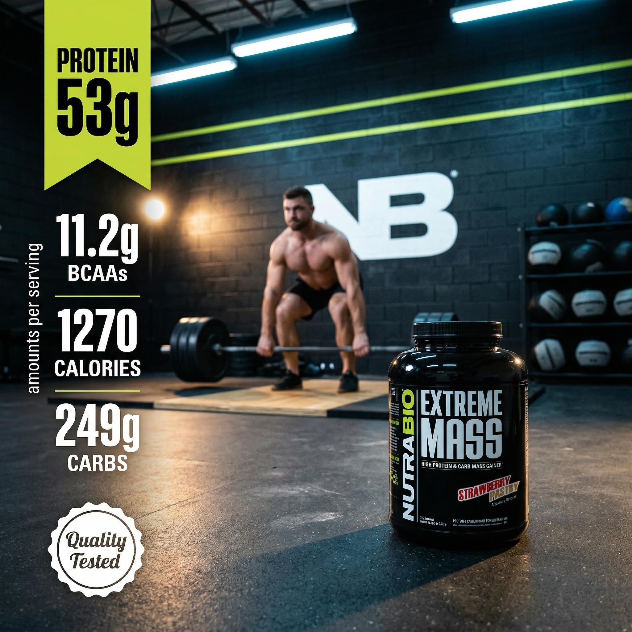 NutraBio Extreme Mass Gainer Protein Powder, 53G Protein, Clean Weight Gainer, Increase Muscle Mass, Full Spectrum Amino Acid - Strawberry Pastry, 6 Pound - Image 3