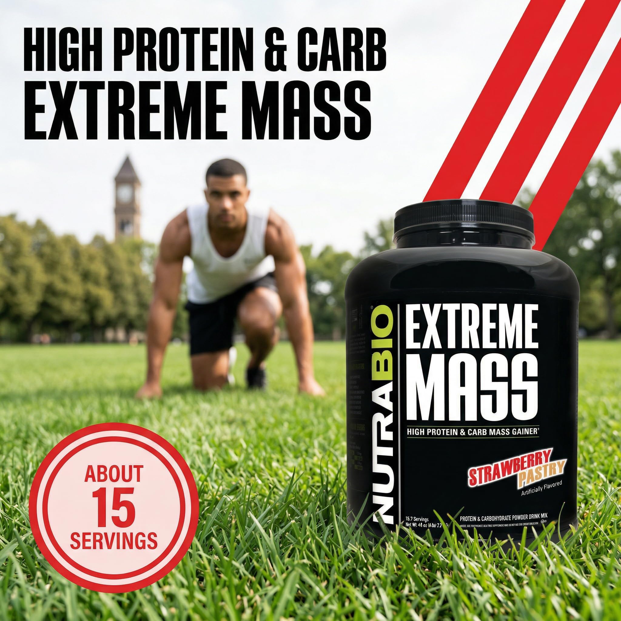 NutraBio Extreme Mass Gainer Protein Powder, 53G Protein, Clean Weight Gainer, Increase Muscle Mass, Full Spectrum Amino Acid - Strawberry Pastry, 6 Pound - Image 5