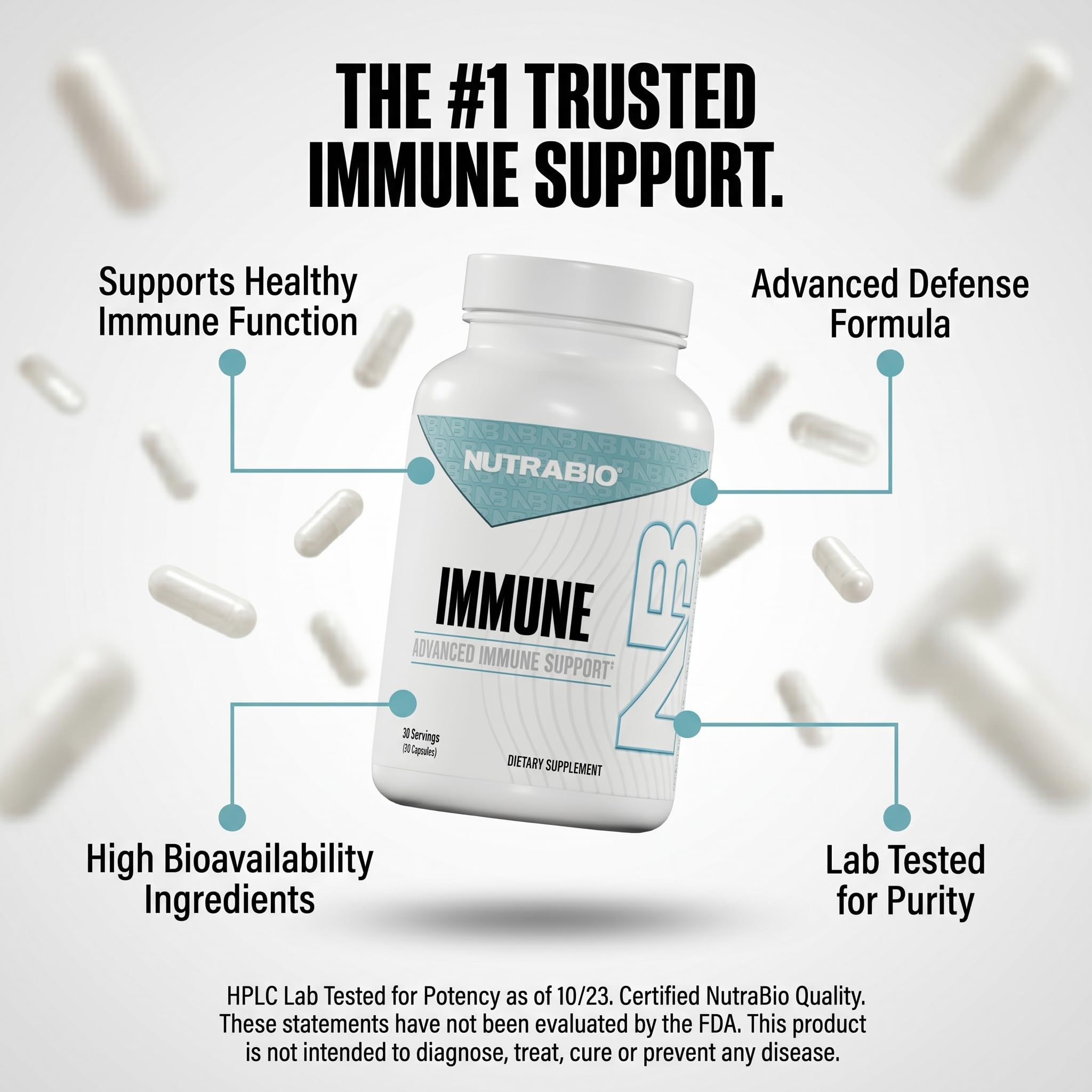 NutraBio Immune Support Supplement with EpiCor - 90 Vegetable Capsules - Image 3