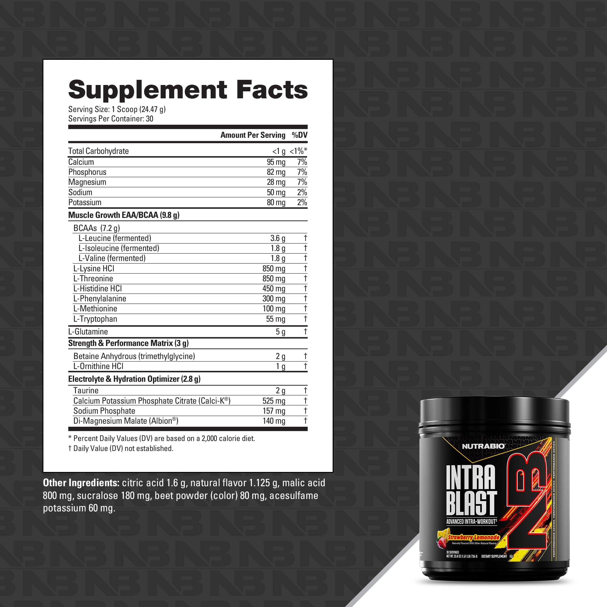 NutraBio Intra Blast Bcaa Powder Amino Acid Supplement, Electrolyte & Hydration Blend, Intra, Pre Workout & Muscle Recovery, 20g Eaa Amino Acids Powder, 5g Glutamine- Strawberry Lemonade, 30 Serving - Image 6