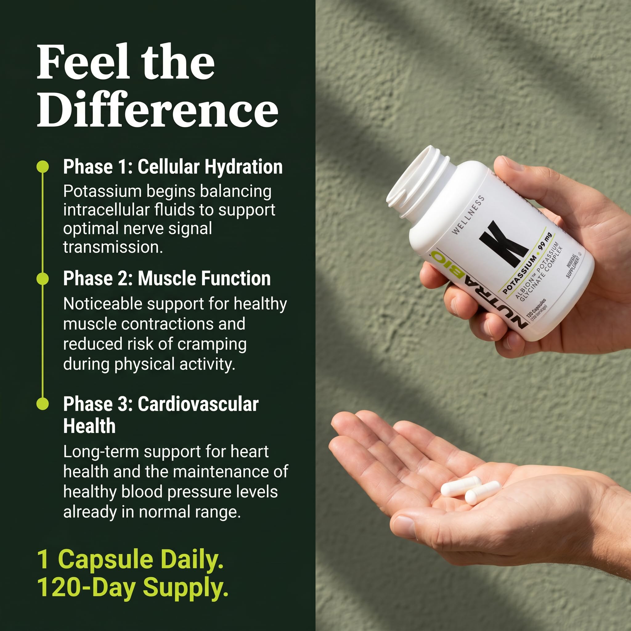 NutraBio Potassium Complex, Potassium Supplement for Healthy Heart, Bones, Muscles & Digestion, 99mg - 120 Vegetable Capsules - Image 5