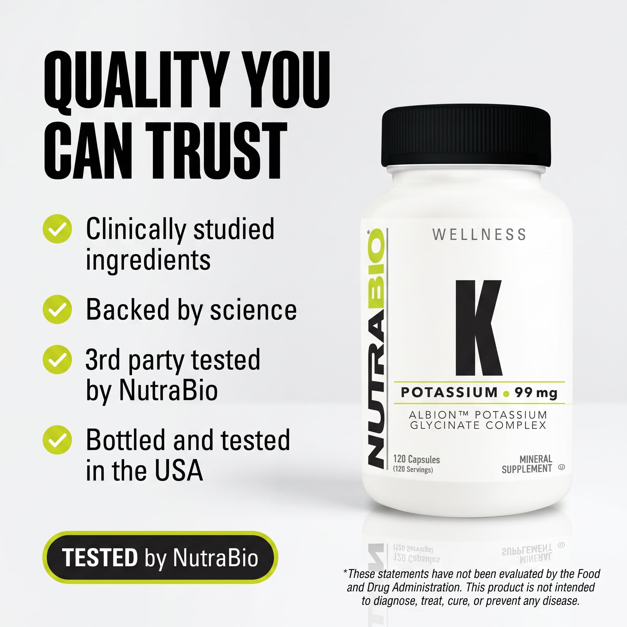 NutraBio Potassium Complex, Potassium Supplement for Healthy Heart, Bones, Muscles & Digestion, 99mg - 120 Vegetable Capsules - Image 7