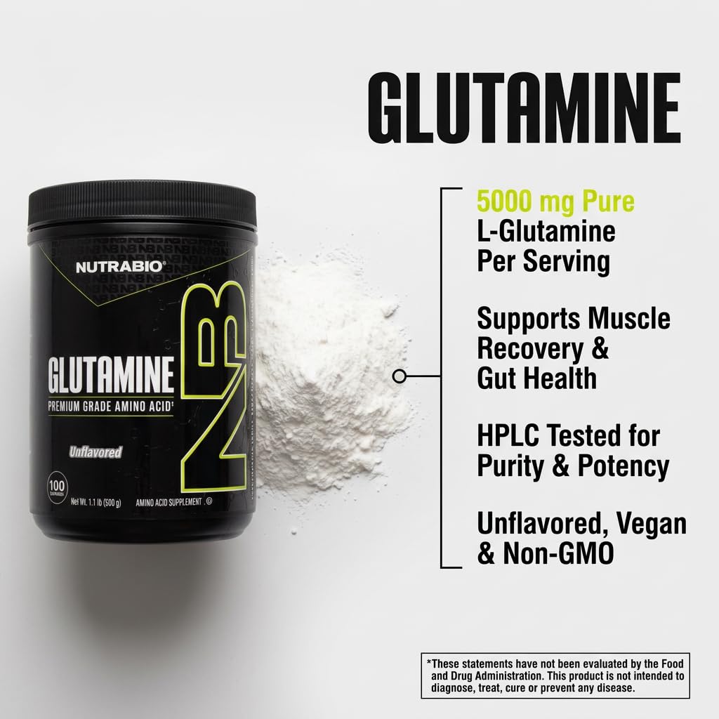 NutraBio Pure L-Glutamine Powder, 100 Servings L-Glutamine Supplement, Amino Acid, Pure Grade, Glutamina, Absolutely no Additives, Fillers or Excipients, Muscle Recovery Supplement - (500 Grams) - Image 4