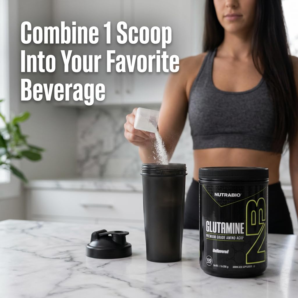 NutraBio Pure L-Glutamine Powder, 100 Servings L-Glutamine Supplement, Amino Acid, Pure Grade, Glutamina, Absolutely no Additives, Fillers or Excipients, Muscle Recovery Supplement - (500 Grams) - Image 5