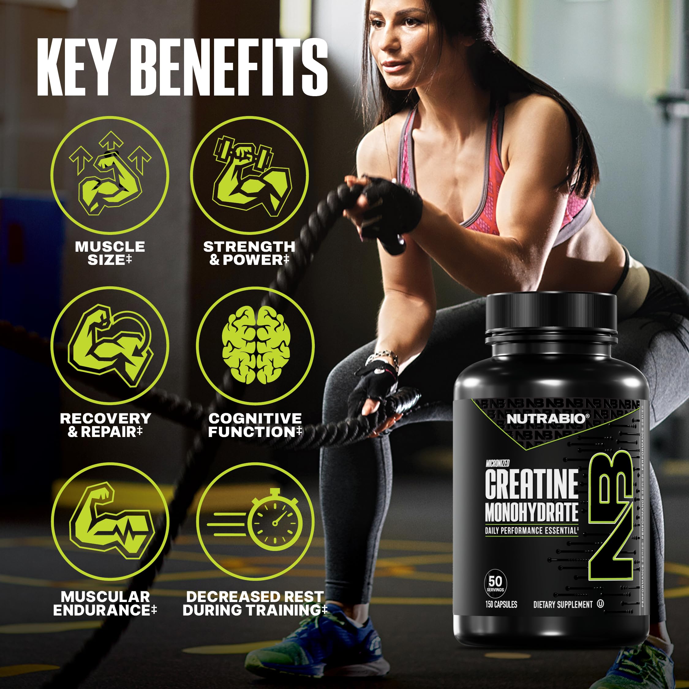 NutraBio Pure Micronized Creatine Monohydrate Capsules, Creatine Pills, Supports Bulk Muscle Energy, Recovery, and Strength - Keto Friendly, Kosher, Creatine Nutritional Supplement for Men and Women - Image 3