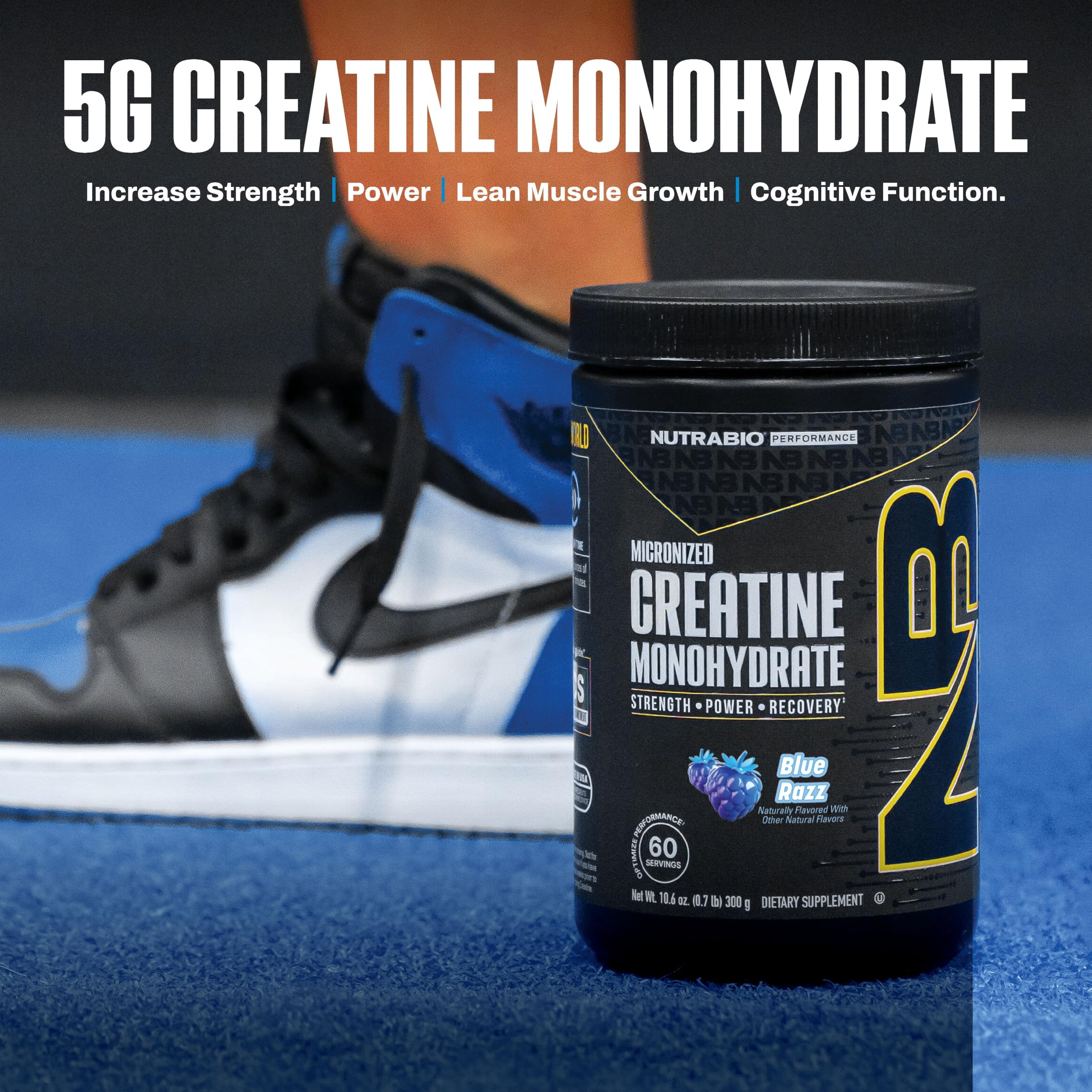 NutraBio Pure Micronized Creatine Monohydrate Powder Supplement, Blue Razz (300 g) - Supports Bulk Muscle Energy, Recovery, and Strength - HPLC Tested Creatine Powder Supplement for Men and Women - Image 6