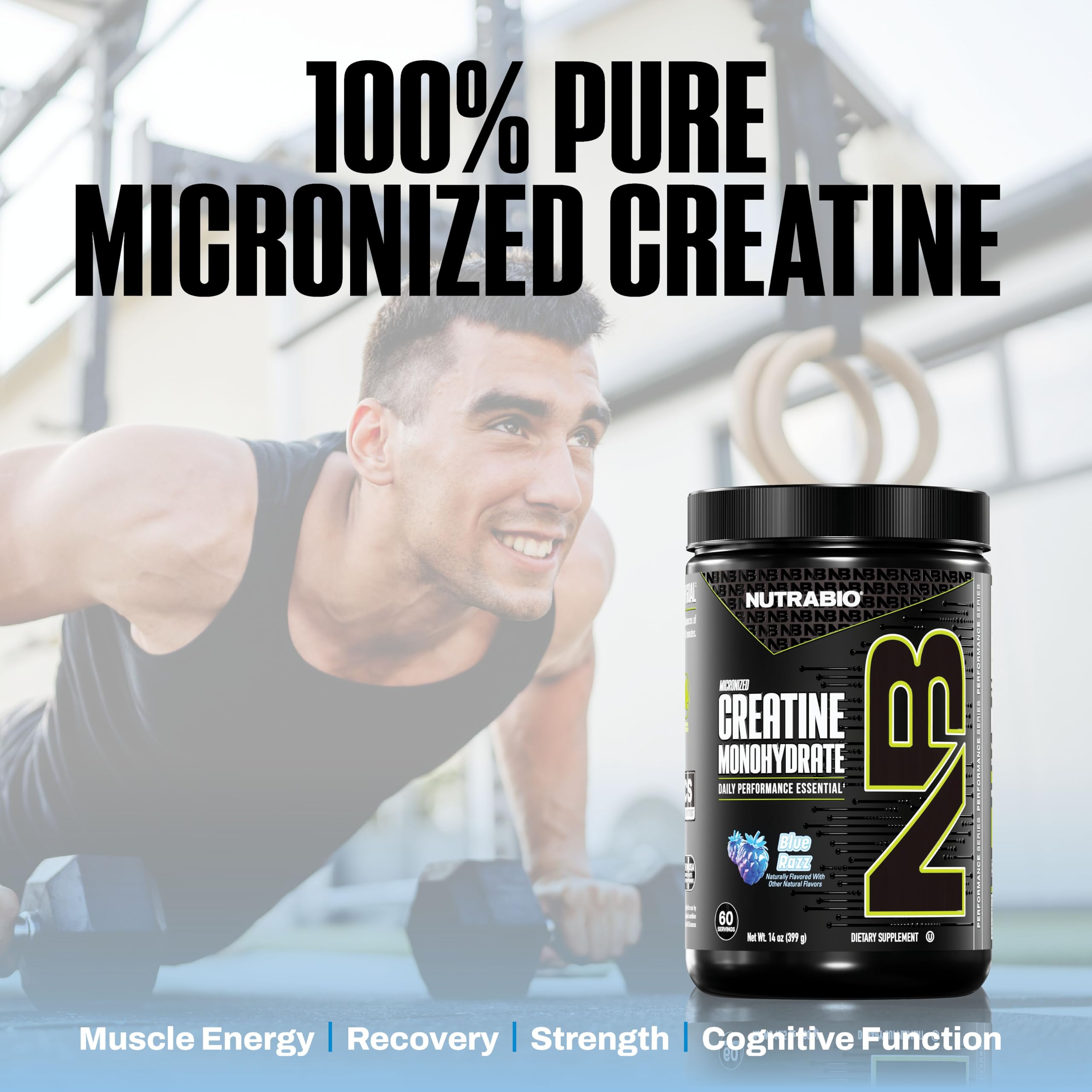 NutraBio Pure Micronized Creatine Monohydrate Powder Supplement, Blue Razz (300 g) - Supports Bulk Muscle Energy, Recovery, and Strength - HPLC Tested Creatine Powder Supplement for Men and Women - Image 7