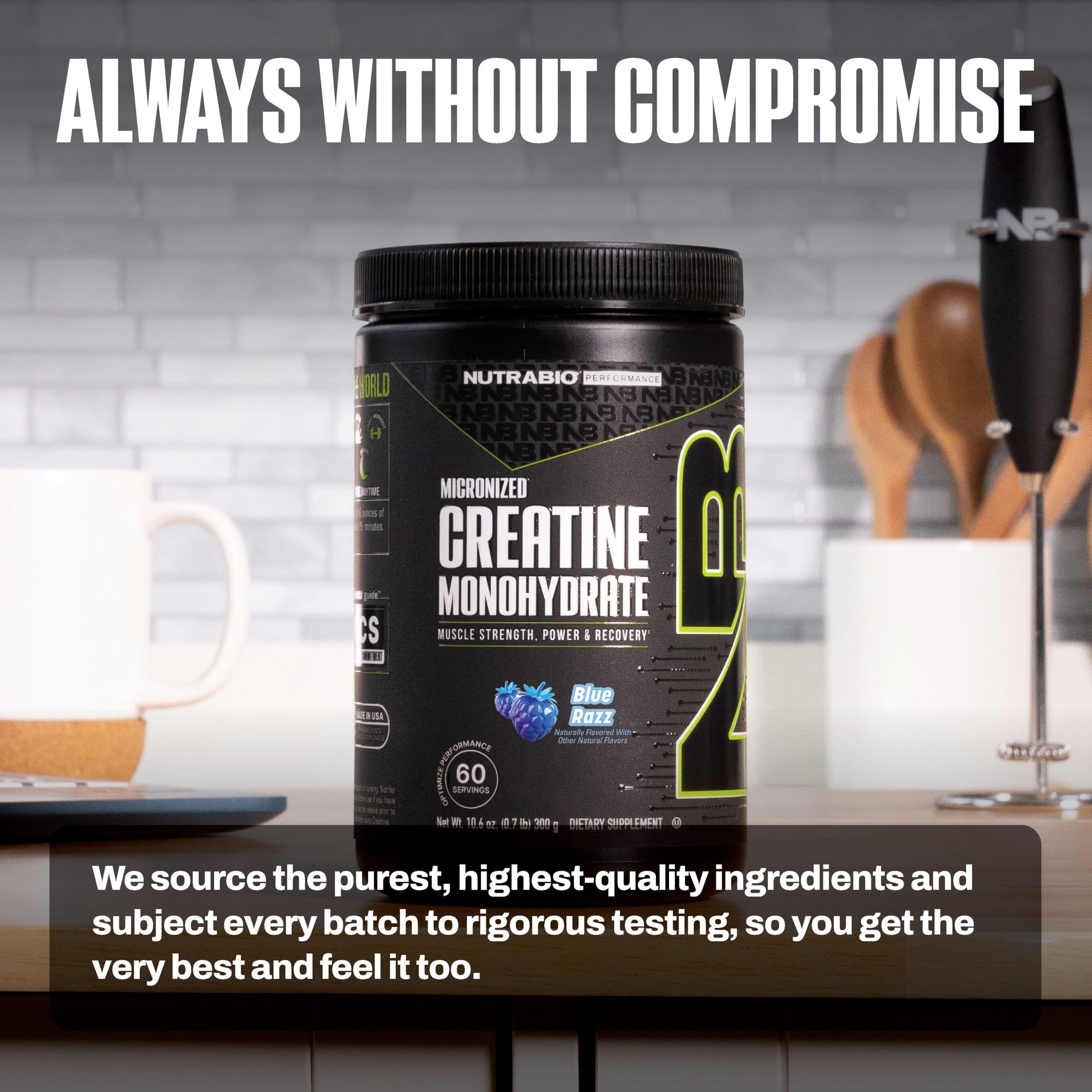 NutraBio Pure Micronized Creatine Monohydrate Powder Supplement, Blue Razz (300 g) - Supports Bulk Muscle Energy, Recovery, and Strength - HPLC Tested Creatine Powder Supplement for Men and Women - Image 8