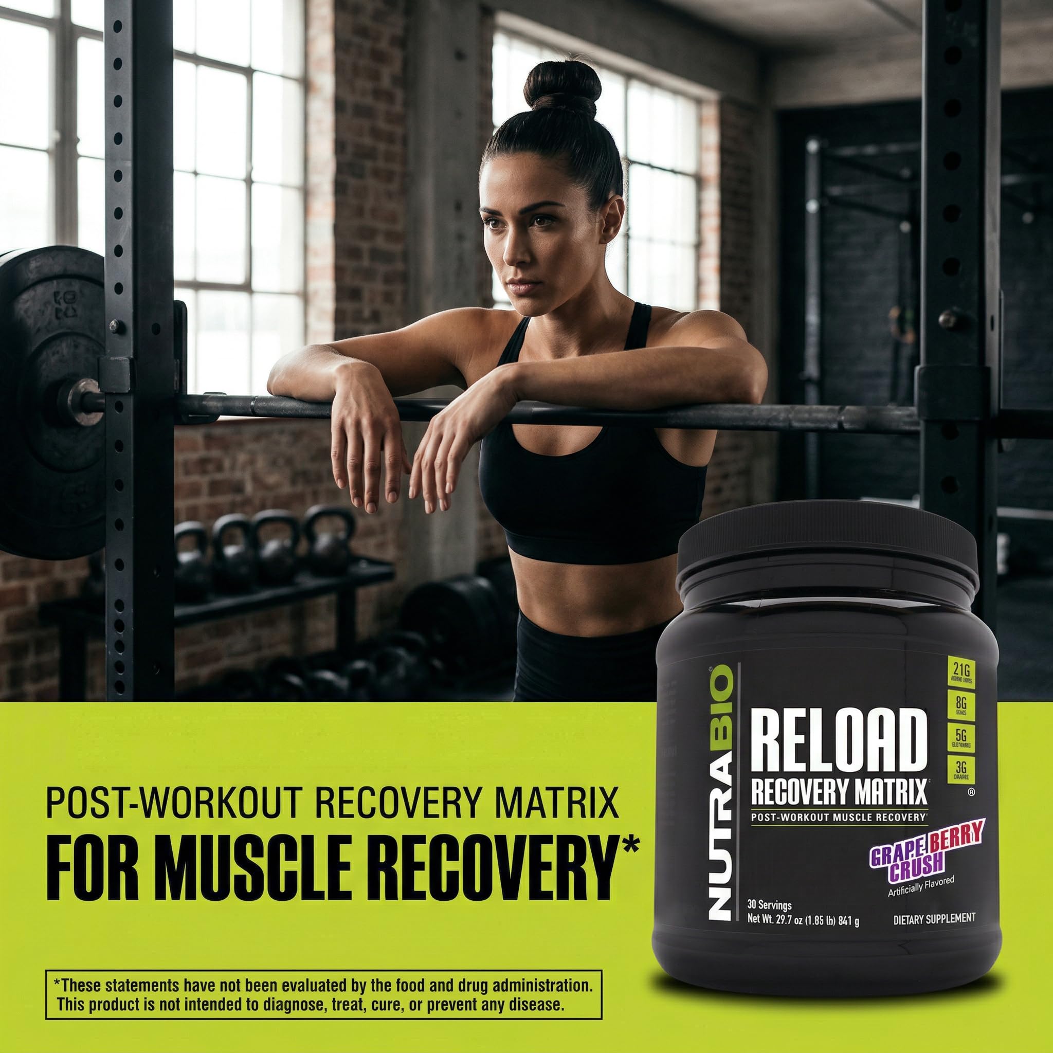 NutraBio Reload - Powerful Muscular Recovery Formula - Post-Workout Supplement - 3G Creatine - 8G BCAAs - 5G Glutamine - 30 Servings, Grape Berry Crush - Image 5