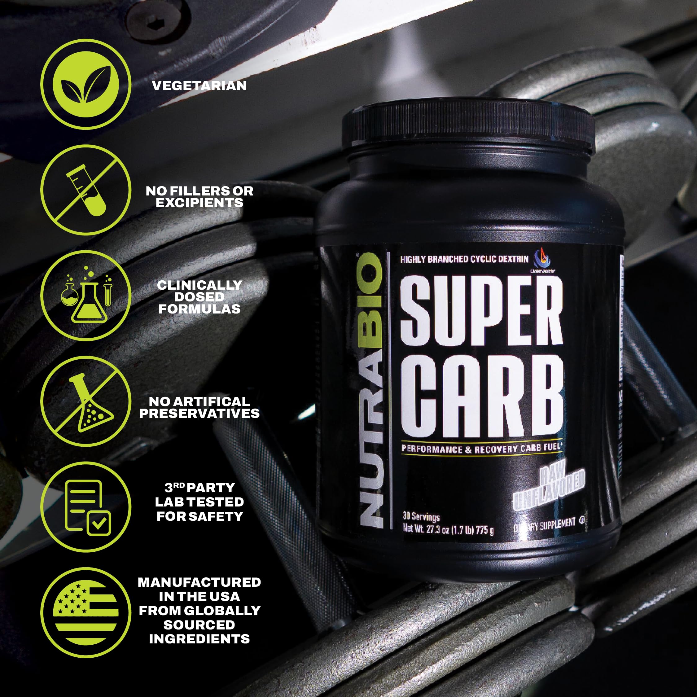 NutraBio Super Carb, Carbohydrate Powder with Cluster Dextrin & Electrolytes, Advanced Carb Supplement Powder for Workout Fuel, Performance, and Muscle Recovery, Cyclic Dextrin, Unflavored, 30 Sv - Image 5