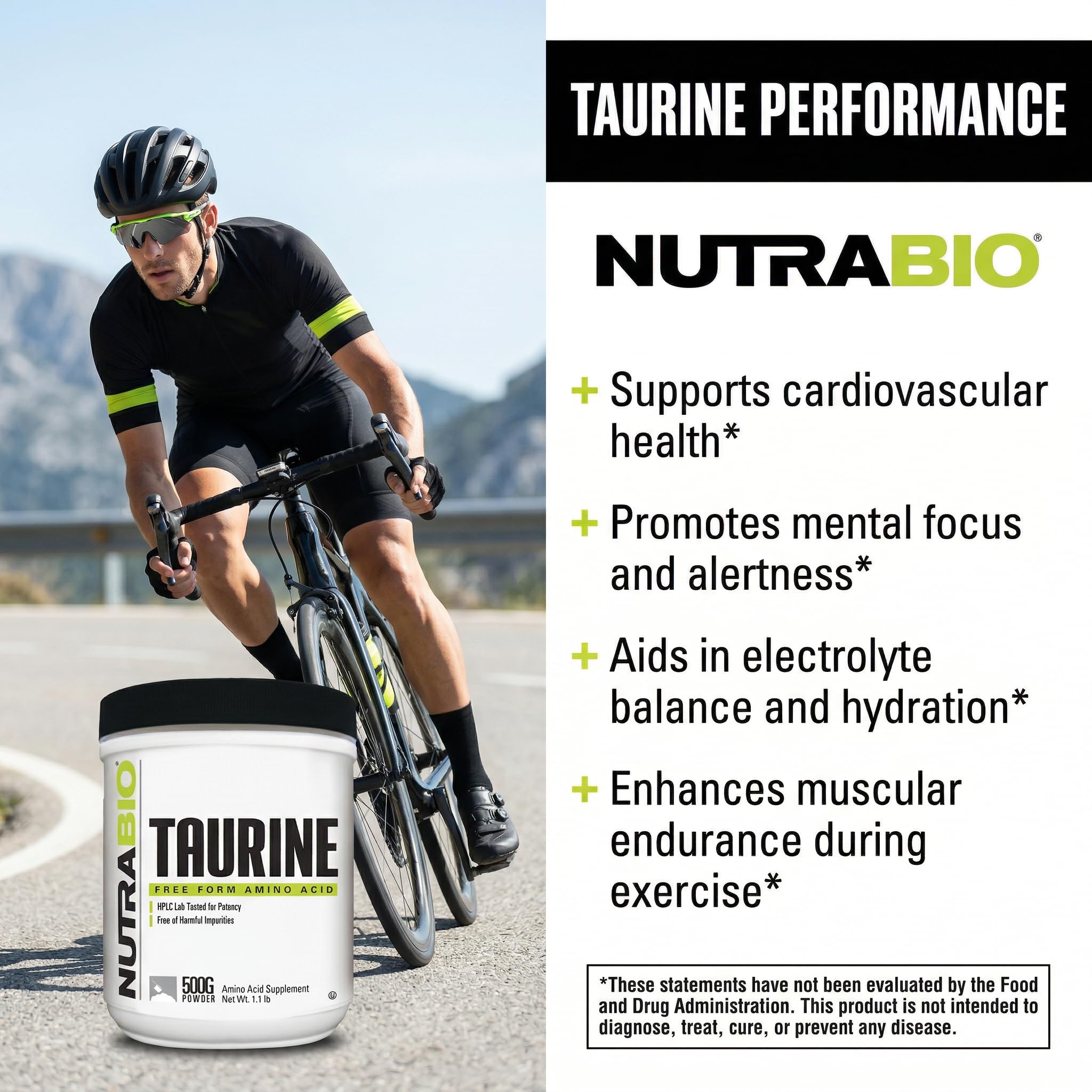 NutraBio Taurine Powder 500g | Pure Free-Form L-Taurine Amino Acid Supplement | Supports Cellular Health, Energy, and Wellness | Non-GMO, USP Grade - Image 3
