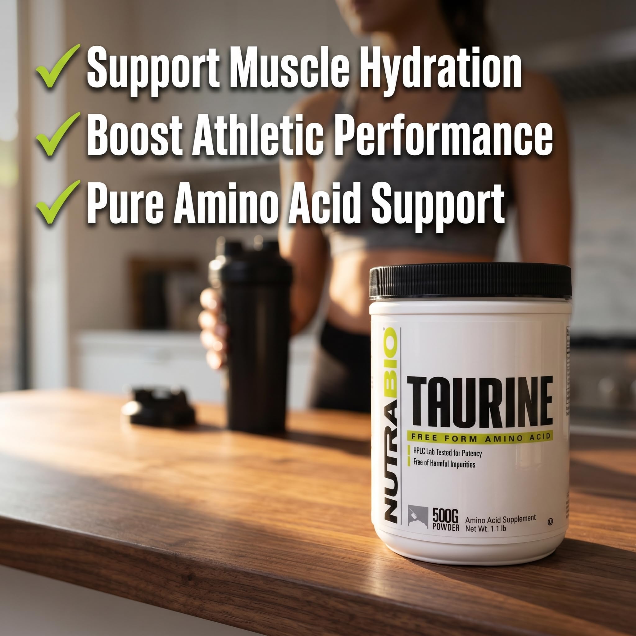 NutraBio Taurine Powder 500g | Pure Free-Form L-Taurine Amino Acid Supplement | Supports Cellular Health, Energy, and Wellness | Non-GMO, USP Grade - Image 6