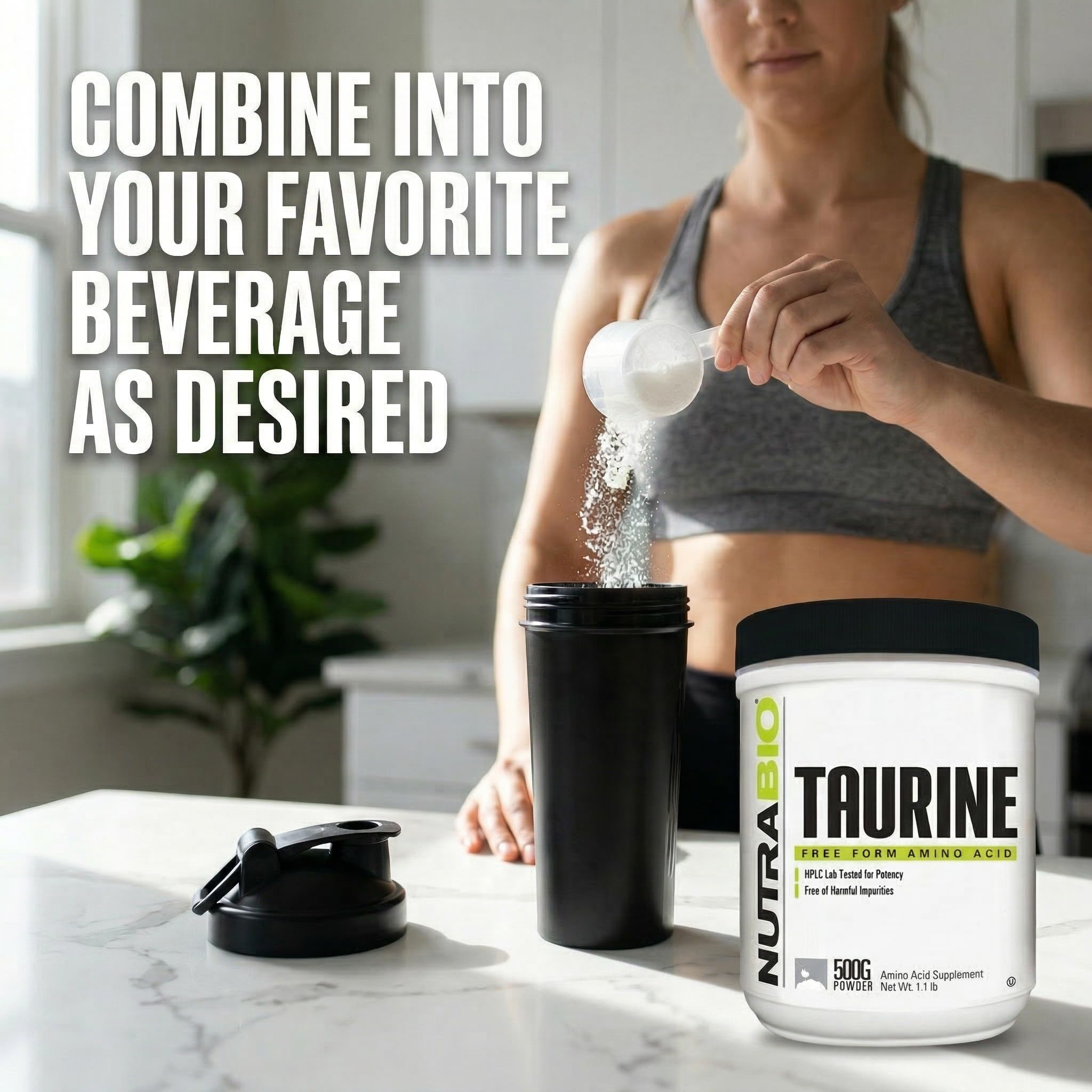 NutraBio Taurine Powder 500g | Pure Free-Form L-Taurine Amino Acid Supplement | Supports Cellular Health, Energy, and Wellness | Non-GMO, USP Grade - Image 8