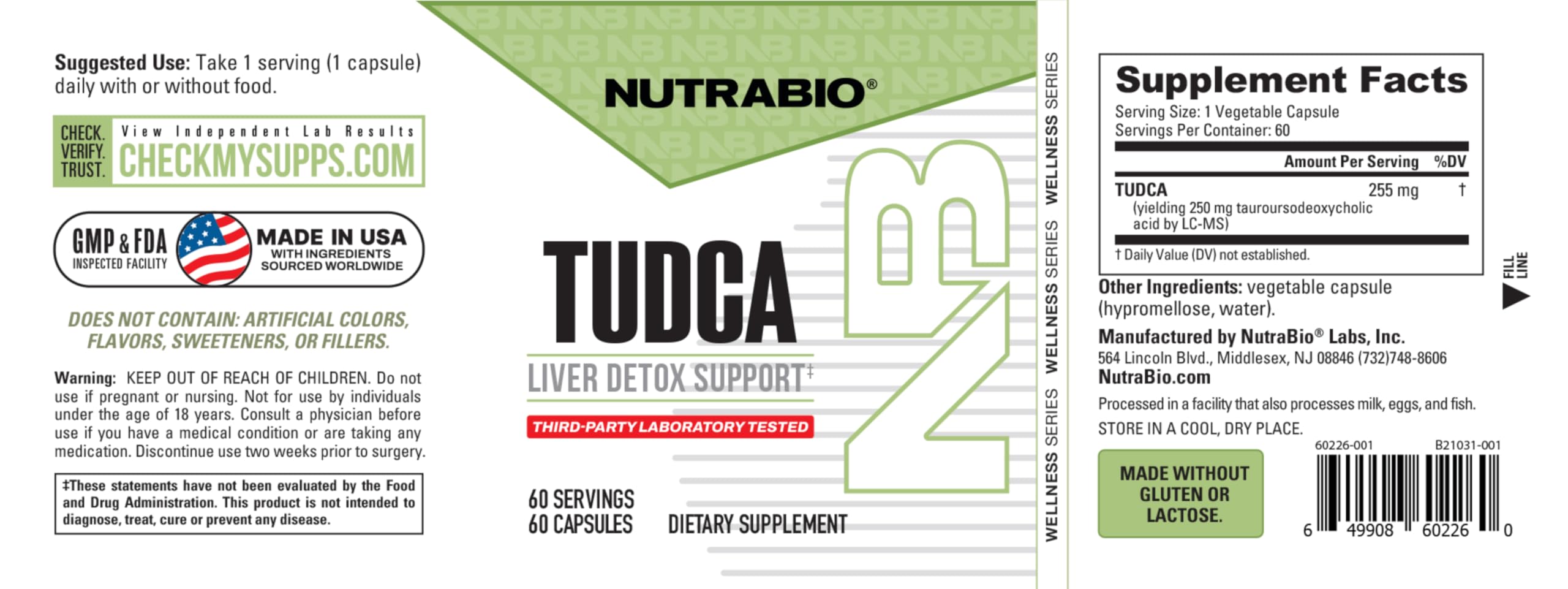 Nutrabio Tudca Liver Detox Support, 250 mg, 60 Capsules - Image 5