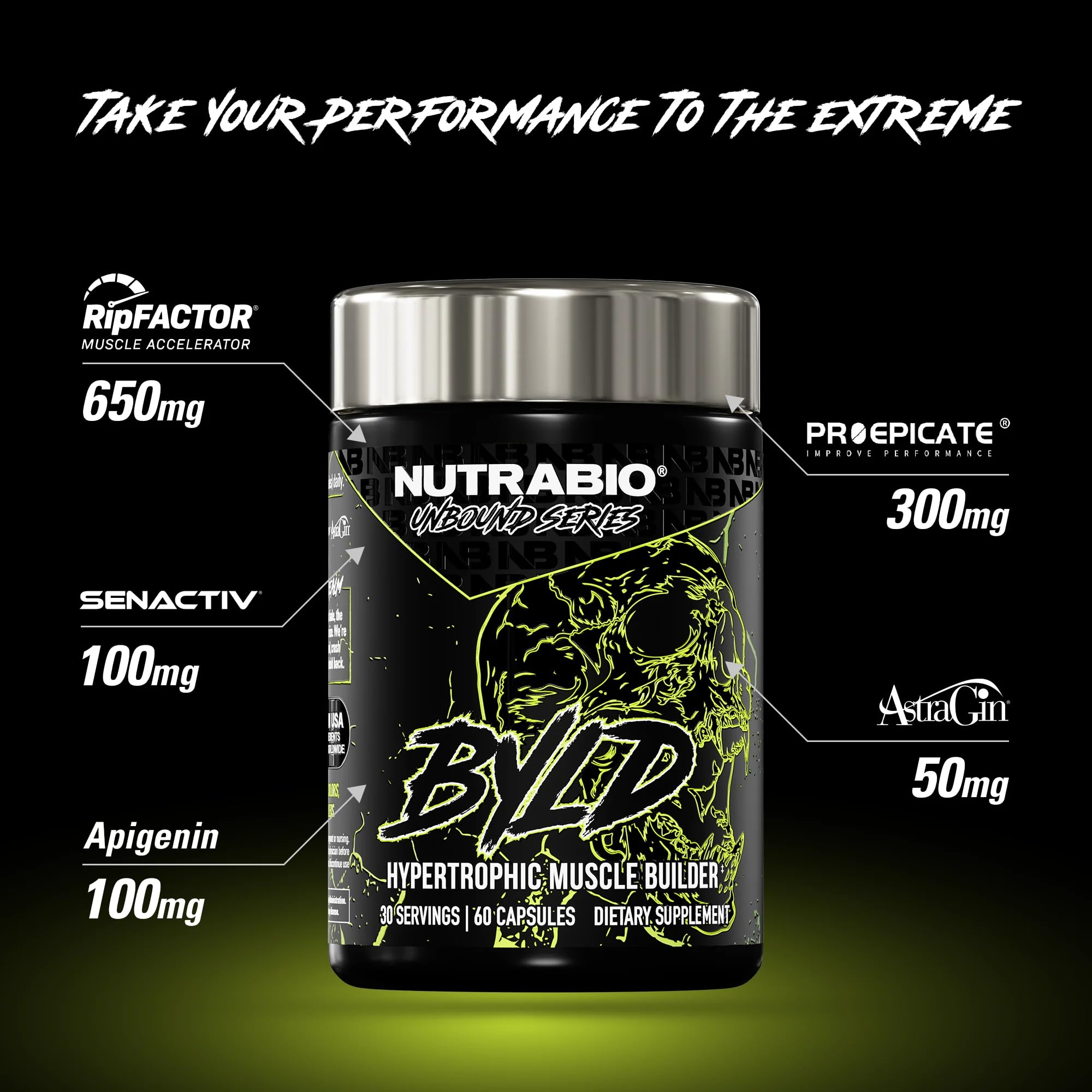 NutraBio Unbound BYLD - Natural Muscle Builder for Men, Support Muscle Growth, Recovery, and Strength - 30 Servings - 60 Capsules - Image 4