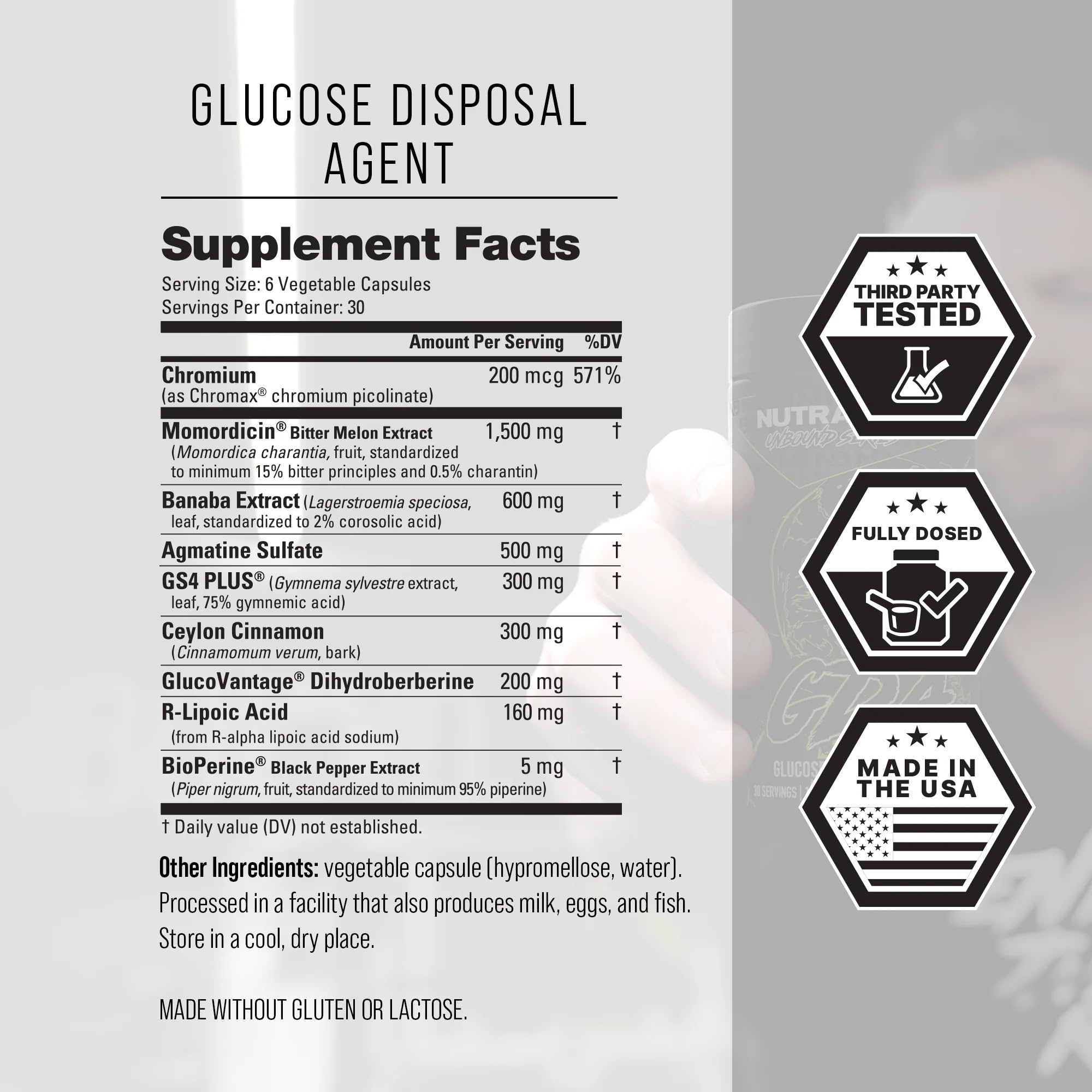 Nutrabio Unbound GDA Supplements - Glucose Disposal Agent - Blood Sugar Support Supplement - 30 Servings - 180 Capsules - Image 4